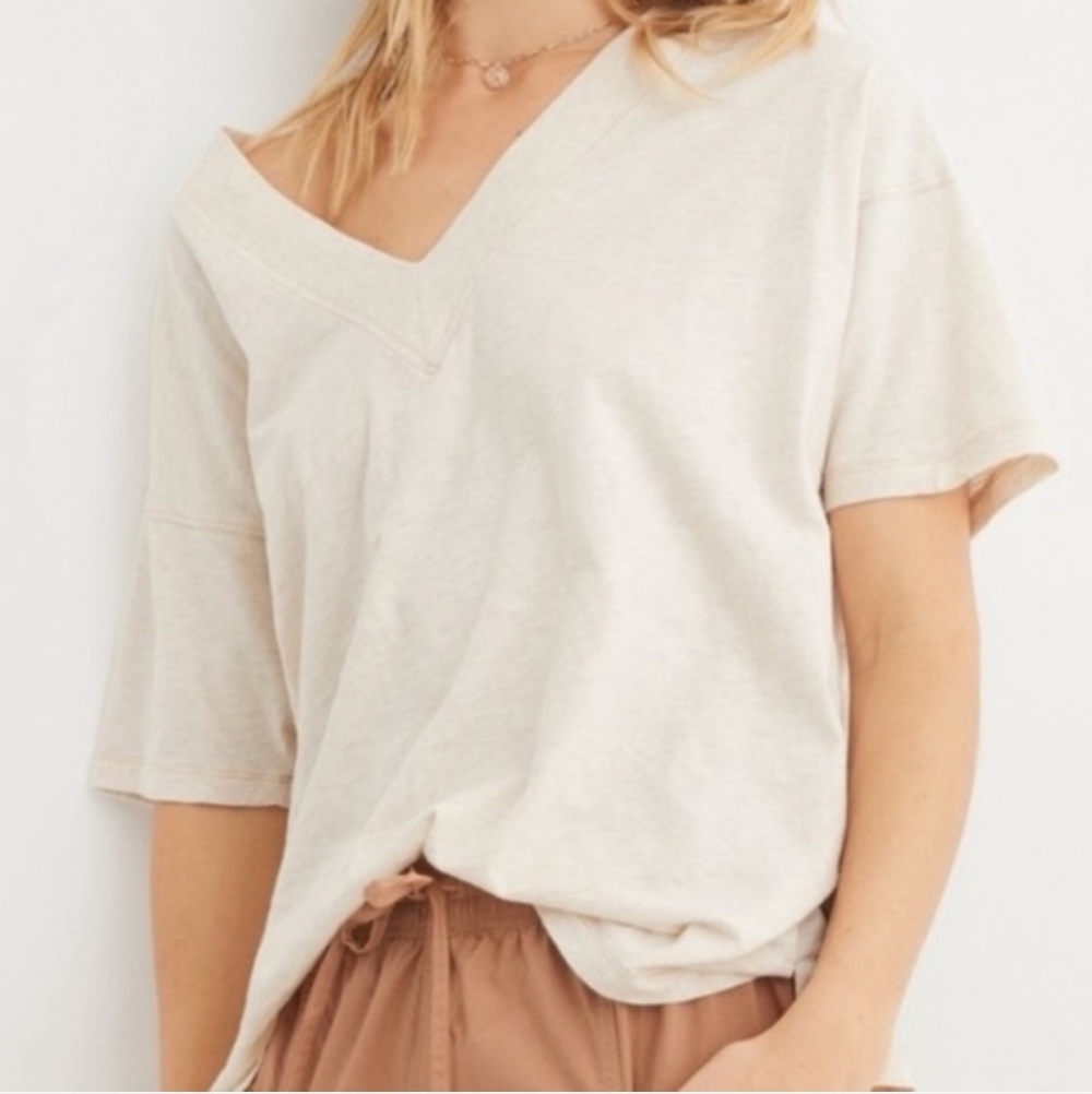 Aerie Extreme V-Neck Oversized Boyfriend T-Shirt